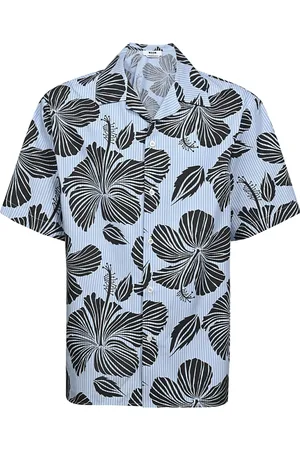 Msgm Homme, Chemises, Bleu, Taille: M Chemise de bowling imprimée Hibiscus
