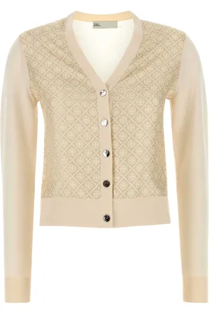 Tory Burch Femme, Pulls, , Taille: 38 FR Gilet en Laine Ivoire Tricot