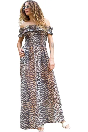 Crās Femme, Robes, Brun, Taille: 36 FR Robe longue épaules dénudées Urban Leo