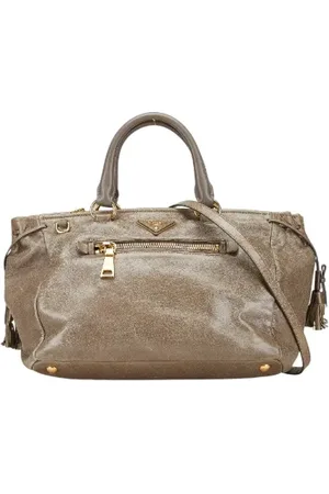Prada Femme, Pre-owned, Gris, Taille: ONE Size Pre-owned Cuir sacs-main