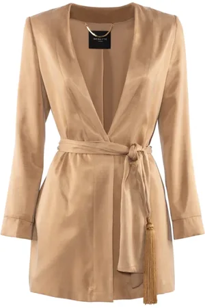 Nenette Femme, Vestes, Jaune, Taille: 40 FR Veste Kimono Dorée avec Ceinture Taille