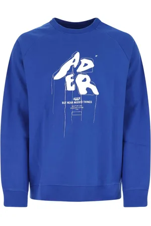 Ader Error Homme, Sweatshirts et sweats à capuche, Bleu, Taille: S SweaT-shirt en mélange de coton bleu électrique
