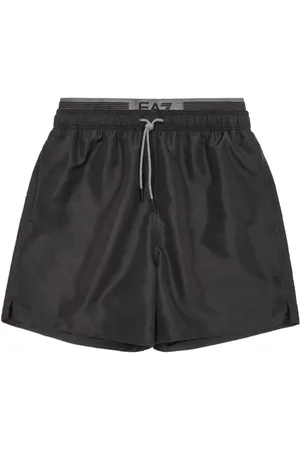 EA7 Homme, Maillots de bain, Noir, Taille: S Boxer de bain noir avec ceinture grise