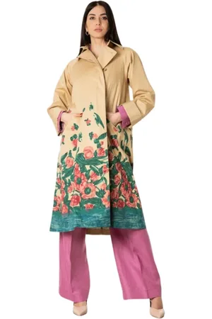 Max Mara Femme, Manteaux, Multicolore, Taille: 38 FR Trench Midi en Coton avec Motif Imprimé