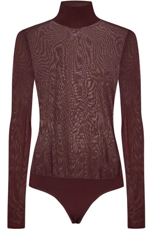 Khaite Femme, Tops, Brun, Taille: 38 FR Haut Bordeaux en Tricot Côtelé à Col Haut