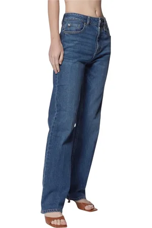 John Richmond Femme, Jeans, Bleu, Taille: W30 Jean droit bleu moyen à taille haute