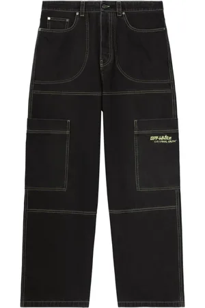 OFF-WHITE Homme, Jeans, Noir, Taille: W33 Jean Noir avec Logo Brodé