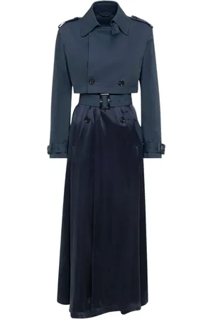 add Femme, Manteaux, Bleu, Taille: 42 FR Trench Long À Double-Breasted EN Double Tissu