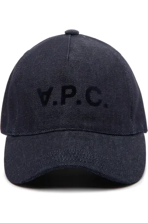 A.P.C. Homme, Accessoires, Bleu, Taille: 56 CM Indigo Logo Print Denim Cap