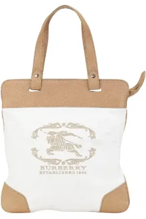 Burberry Femme, Pre-owned, Blanc, Taille: ONE Size Pre-owned Toile cabas
