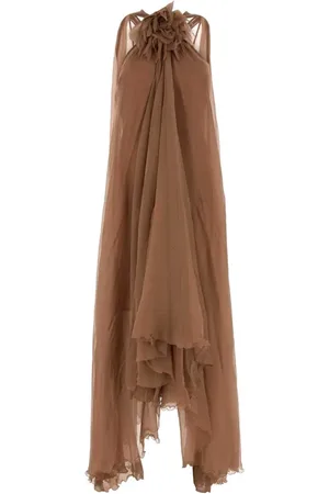 BLUMARINE Femme, Robes, Brun, Taille: 36 FR Robe longue en crêpe rose antique