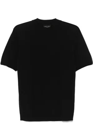 Roberto Collina Homme, Pulls, Noir, Taille: 2XL Pull en Lin Noir à Col Rond