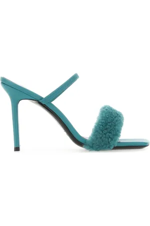 By Far Femme, Chaussures, Bleu, Taille: 36 EU Mules en Cuir Turquoise avec Talon de 11,5 cm