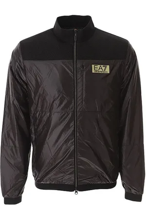 EA7 Homme, Vestes, Noir, Taille: 3XL Veste Zippée Col Ras du Cou