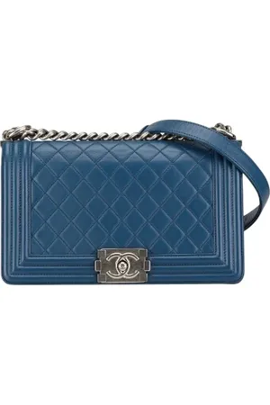 CHANEL Femme, Pre-owned, Bleu, Taille: ONE Size Pre-owned Cuir sacs-ports-paule