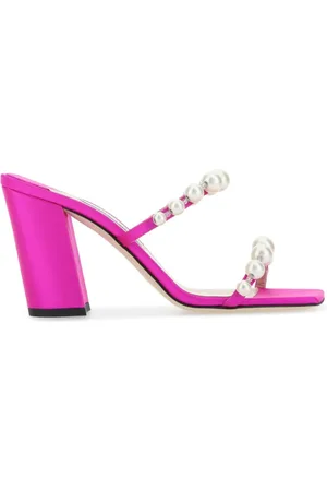 Jimmy Choo Femme, Chaussures, Rose, Taille: 37 EU Mules Amara 85 en satin fuchsia