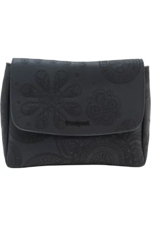 Desigual Femme, Sacs, Noir, Taille: ONE Size Sac à Bandoulière Convertible avec Motifs Brodés
