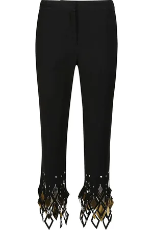 Paco rabanne Femme, Pantalons, Noir, Taille: 36 FR Pantalon Court à Cheville Clouté