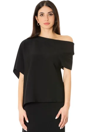 LIVIANA CONTI Femme, Tops, Noir, Taille: 42 FR Haut asymétrique avec encolure géométrique en noir