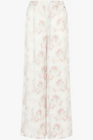 Armani Exchange Femme, Pantalons, Multicolore, Taille: 36 FR Pantalon à motif floral et taille haute