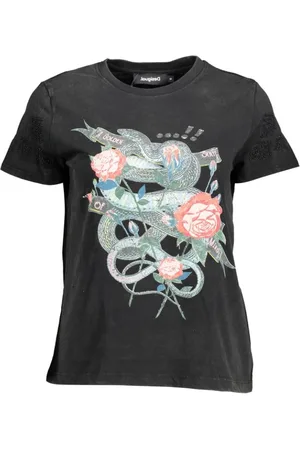 Desigual Femme, Tops, Noir, Taille: 38 FR Haut noir en coton pour femmes