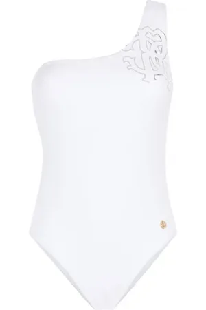 Roberto Cavalli Femme, Maillots de bain, Blanc, Taille: 40 FR Maillot de bain une pièce asymétrique à monogramme