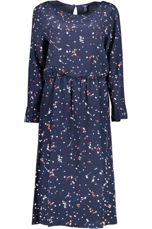 GANT Femme, Robes, Bleu, Taille: 40 FR Robe Longue Bleue avec Manches Longues