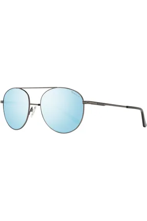 GANT Homme, Accessoires, Noir, Taille: ONE Size Gunmetal Ovale Miroir Bleu Lunettes de soleil