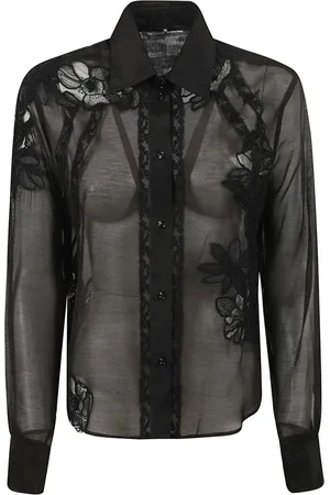 ERMANNO SCERVINO Femme, Blouses et Chemises, Noir, Taille: 38 FR Chemise Noire Brodée