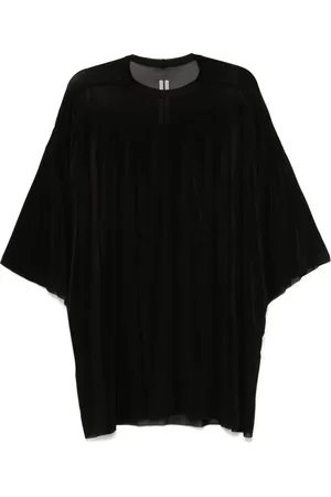 Rick Owens Homme, Tops, Noir, Taille: ONE Size T-shirt col rond noir Italie