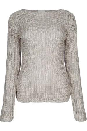 Calvin Klein Femme, Pulls, Gris, Taille: 40 FR Pull en Tricot Détendu en Mélange de Soie