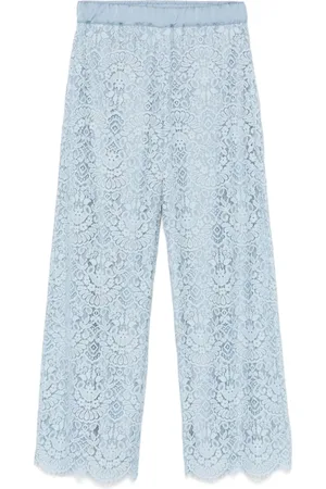 D.EXTERIOR Femme, Pantalons, Bleu, Taille: 40 FR Pantalon Bleu Taille Élastique Doublure Satin