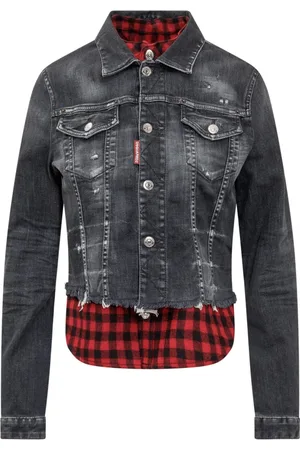 Dsquared2 Femme, Vestes, Noir, Taille: 38 FR Chemise à Carreaux Veste