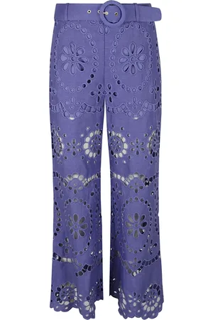 ZIMMERMANN Femme, Pantalons, Bleu, Taille: 38 FR Pantalon Court Brodé