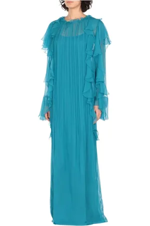Alberta Ferretti Femme, Robes, Bleu, Taille: 40 FR Robe Midi Bleue Plissée Style Élégant