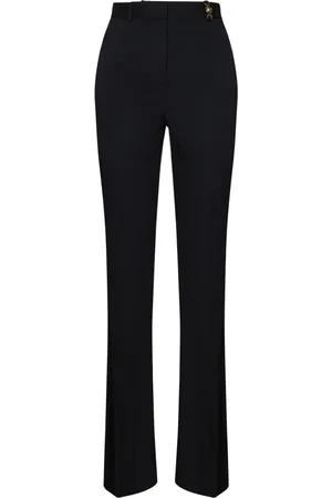 VERSACE Femme, Pantalons, Noir, Taille: 38 FR Pantalon Slim Fit en Laine Noire Aw24