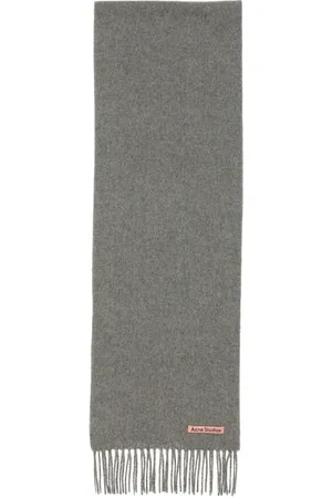 Acne Studios Unisex, Accessoires, Gris, Taille: ONE Size Écharpe Grise en Laine avec Franges