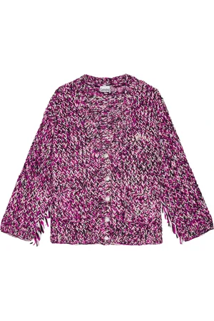 Ganni Femme, Pulls, Violet, Taille: 38 FR Cardigan Violet en Laine à Col en V