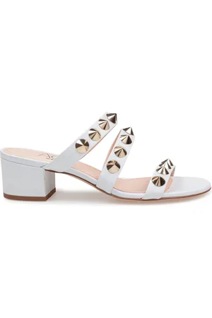 AGL ATTILIO GIUSTI LEOMBRUNI Femme, Chaussures, Blanc, Taille: 40 EU Sandale en cuir clouté blanc