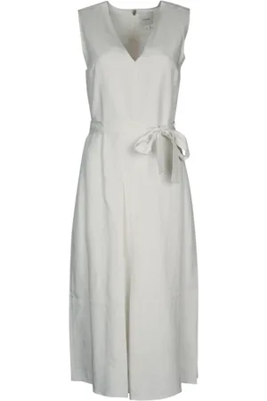 Calvin Klein Femme, Robes, Blanc, Taille: 44 FR Robe en Mélange de Lin Col en V