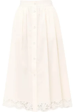 Twin-Set Femme, Jupes, Blanc, Taille: 36 FR Jupe en Dentelle de Coton Blanc