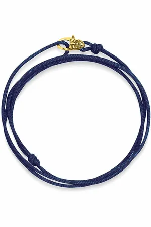Nialaya Homme, Accessoires, Jaune, Taille: ONE Size Navy Wrap-Around String Bracelet with Gold Plating