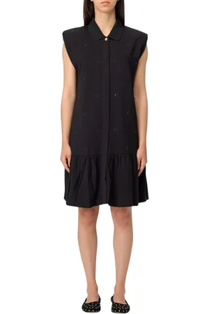 Liu Jo Femme, Robes, Noir, Taille: 36 FR Robe en Soie Brodée Décontractée Femme