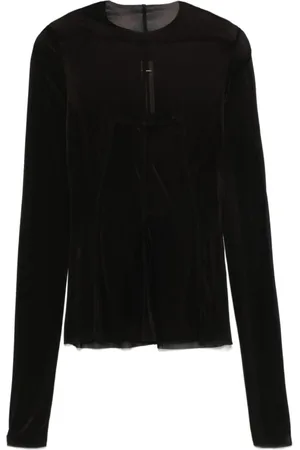 Rick Owens Femme, Tops, Noir, Taille: 38 FR T-shirts et Polos à Col Rond Noirs