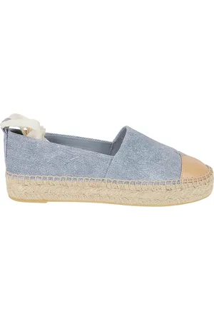 Tory Burch Femme, Chaussures, Bleu, Taille: 38 EU Chaussures plates à bout en toile