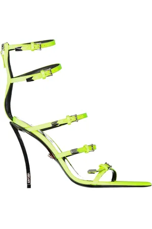 VERSACE Femme, Chaussures, Vert, Taille: 36 EU Sandales Jaunes Bout Pointu Boucle
