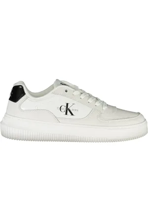 Calvin Klein Femme, Chaussures, Blanc, Taille: 36 EU Baskets blanches sportives avec logo imprimé