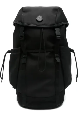 Moncler Homme, Sacs, Noir, Taille: ONE Size Sac à Dos Noir Imperméable avec Double Boucle