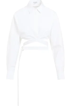 Alaïa Femme, Blouses et Chemises, Blanc, Taille: 36 FR Chemise Blanche en Coton à Design Croisé