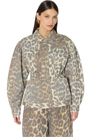 Berenice Femme, Vestes, Multicolore, Taille: 42 FR Veron Veste en jean imprimé léopard